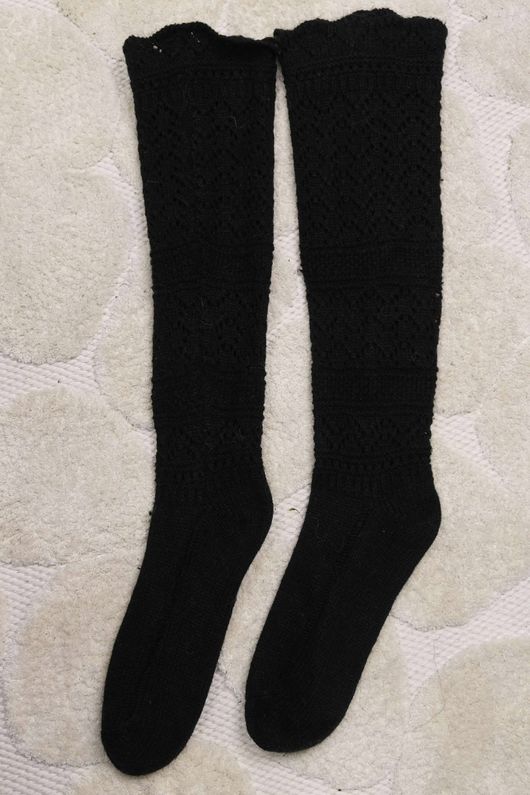 Pointelle Knit Slouch Socks Black